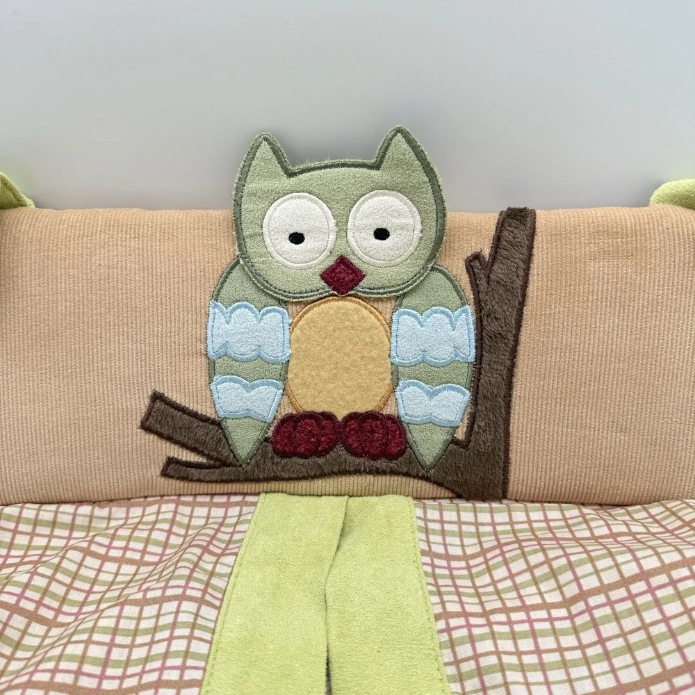 Lambs And Ivy Owl‎ Woodland Tales Nursery Diaper Stacker Green/Brown Check